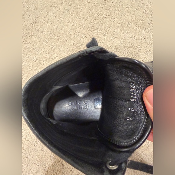 Gucci Black Leather GG Sneakers - Picture 6 of 7